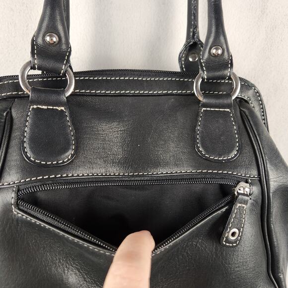 Tignanello Black Y2K Leather Purse Contrast Stitching Zip Around Closure - Picture 8 of 16
